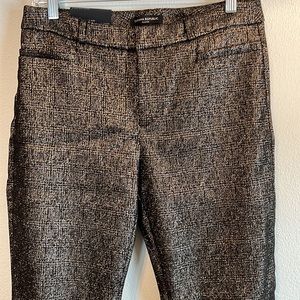 NEW Banana Republic Sloan Metallic Gold Black Mid Rise Ankle Pants Bi-Stretch 6